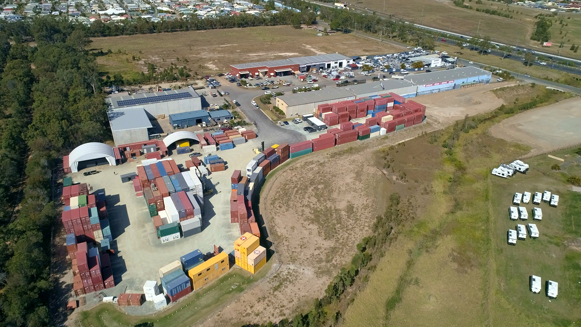 Shipping Container in Burpengary aerial drone site photography and videography