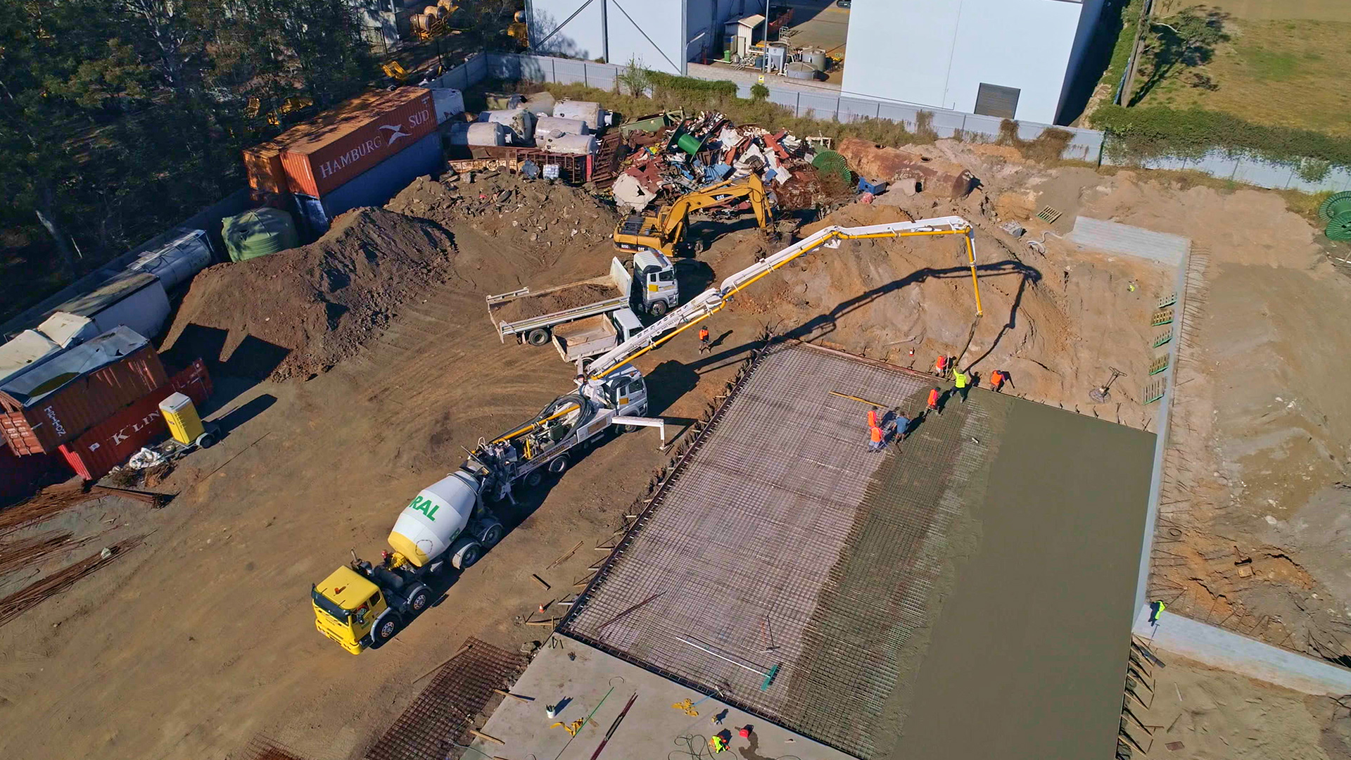 Brisbane Drone photography for concrete construction Industry boom pump
