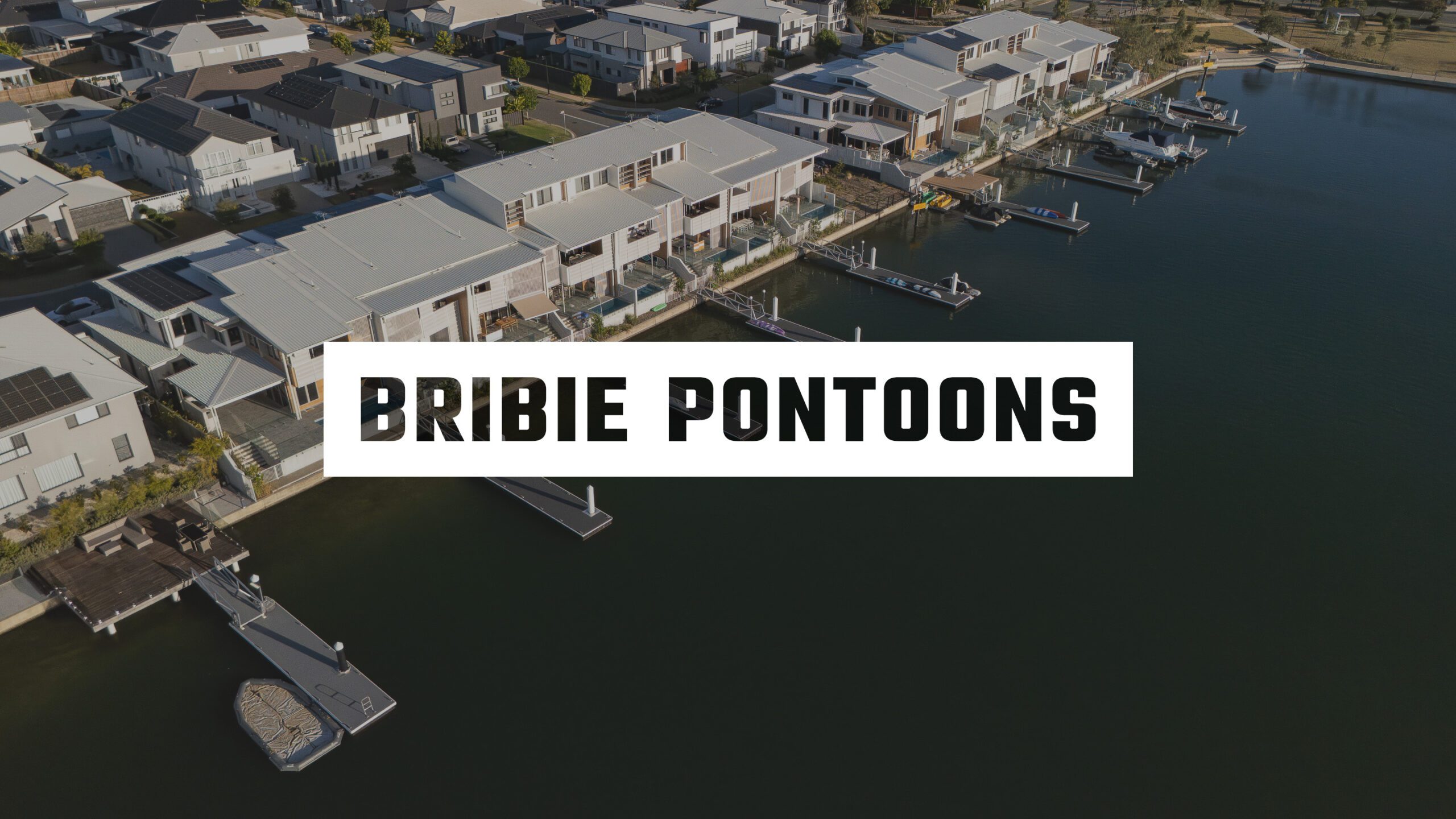 Drone videography for Bribie Pontoons with aerial shots including Banksia Beach, Newport and Bribie Island. Cinematic aerial views of local pontoons with the setting sun.